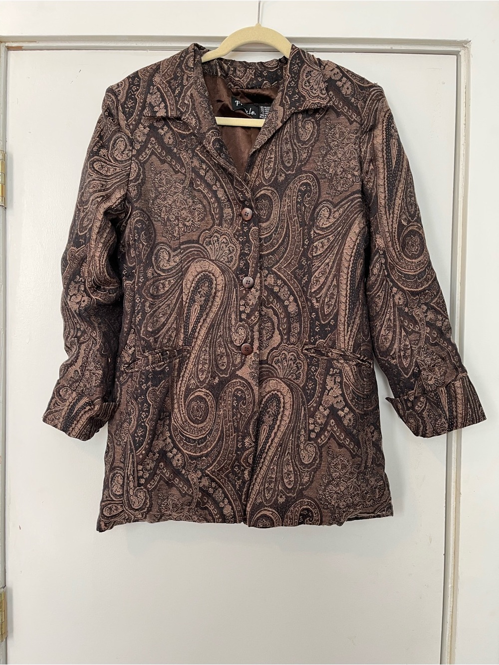 Vintage Brown Paisley Blazer Jacket USED Oversize women’s size small